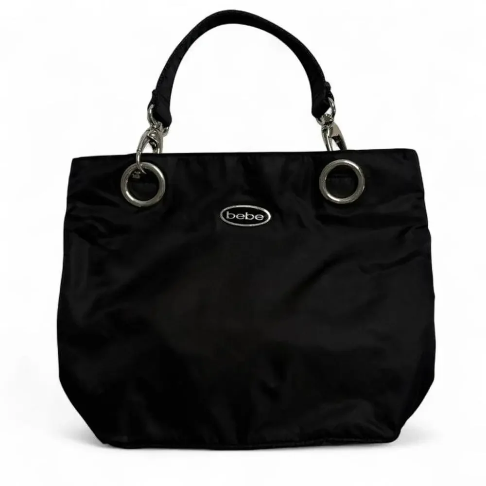 Black Bebe vintage Y2K small handbag shoulder bag with silver hardware